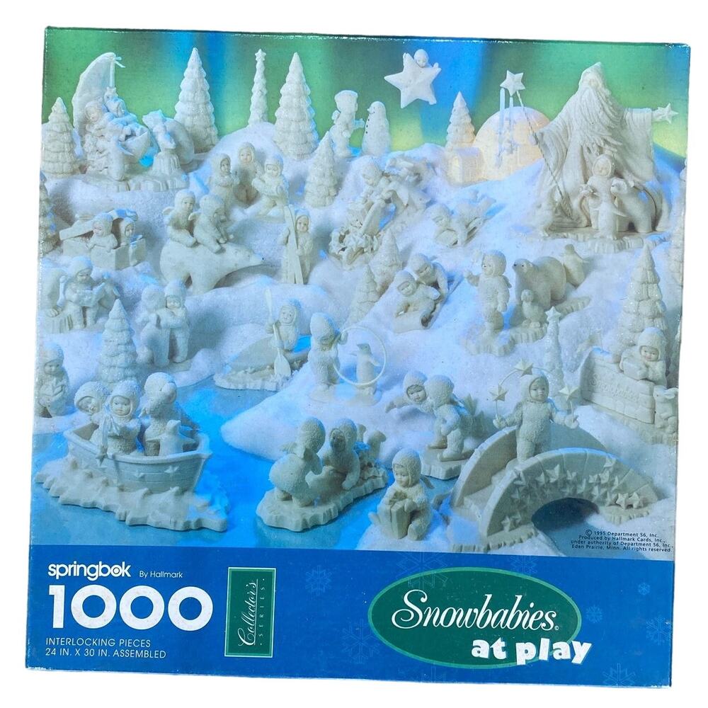 Vintage Hallmark Springbok Dept 56 Snowbabies at Play 1000 PC Xmas Puzzle